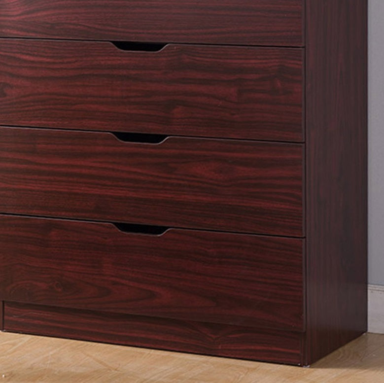 5-Drawer Bedroom Dresser, Home Chest Cabinet with Cut-Out Handles – Mahogany Finish