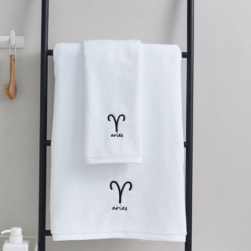 Zodiac Constellation Cotton Towel – Embroidered Astrological Bath/Beach Towel | Pure Cotton | Multiple Signs & Colors
