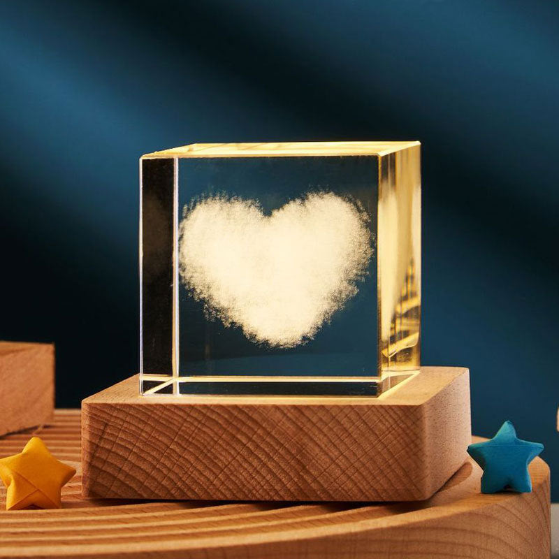3D Crystal Cube Night Light – Warm Light Glass Lamp with Saturn, Moon, Nebula & More – Small Desktop Night Lamp for Bedroom, Kids, Gifts, and Party Decor (40mm/60mm)