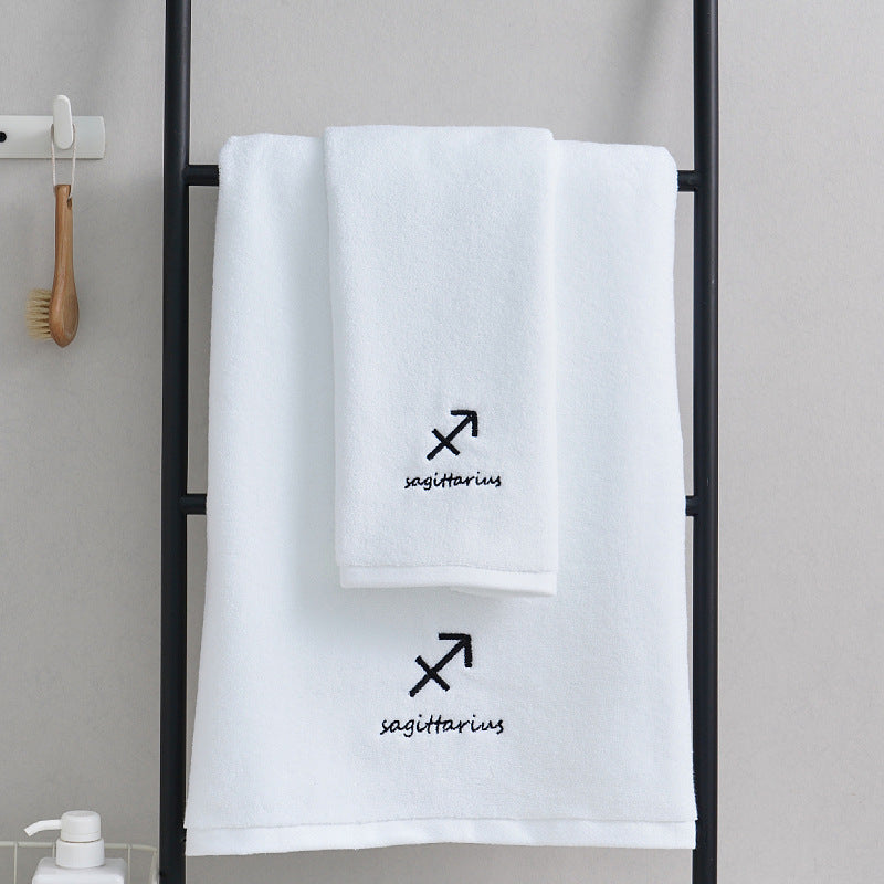 Zodiac Constellation Cotton Towel – Embroidered Astrological Bath/Beach Towel | Pure Cotton | Multiple Signs & Colors