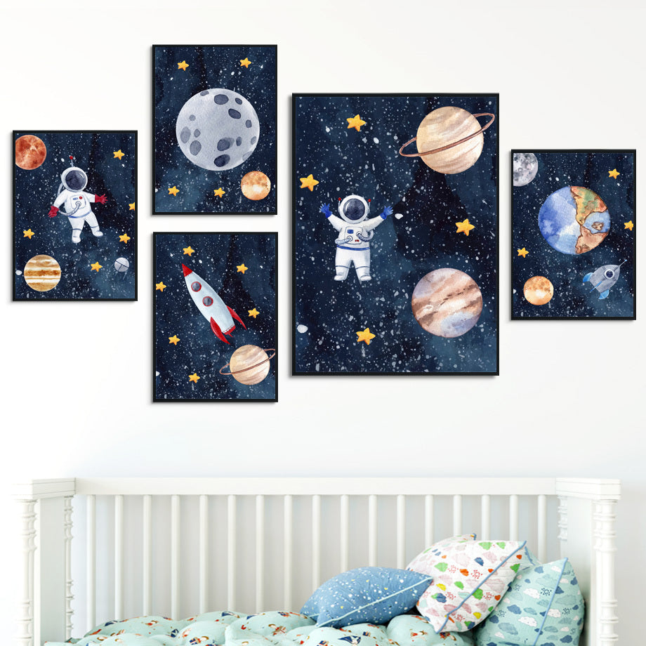 Astronaut Canvas Wall Art – Frameless Spray Painted Oil on Canvas with Fade-Resistant Ink