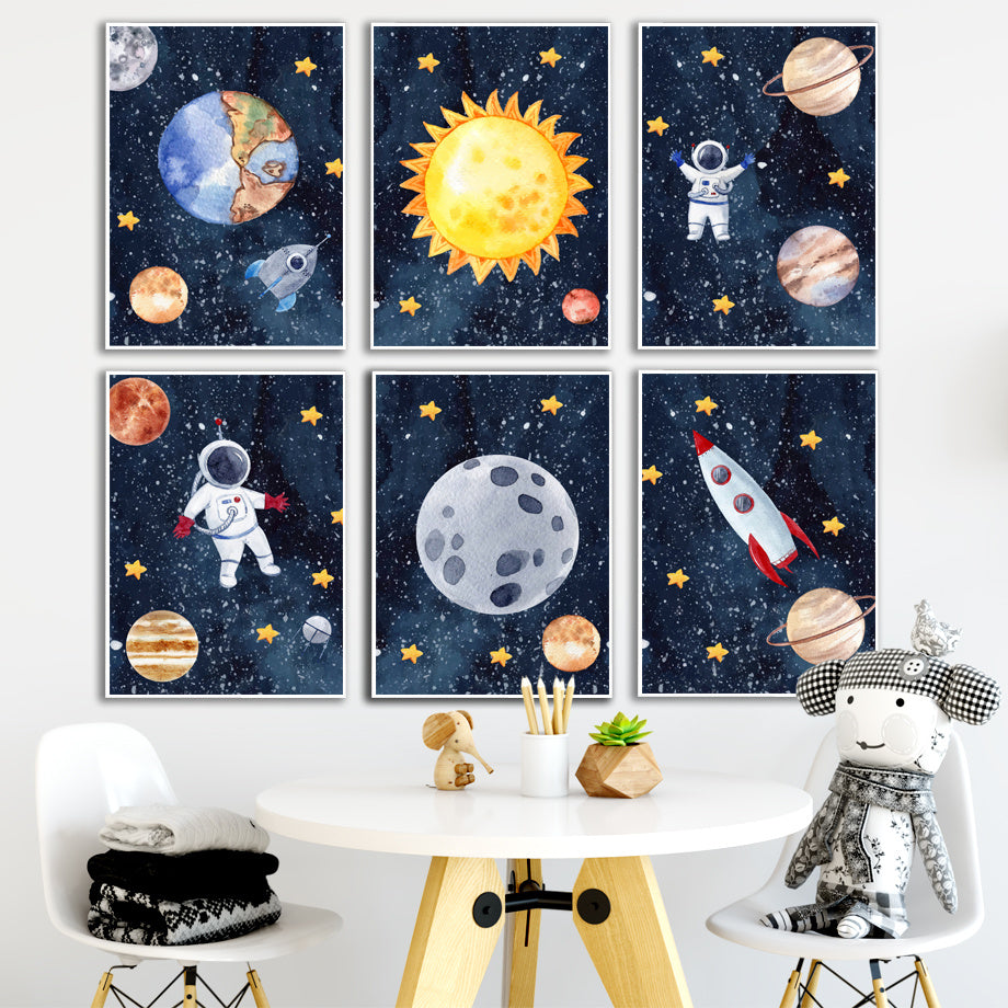Astronaut Canvas Wall Art – Frameless Spray Painted Oil on Canvas with Fade-Resistant Ink