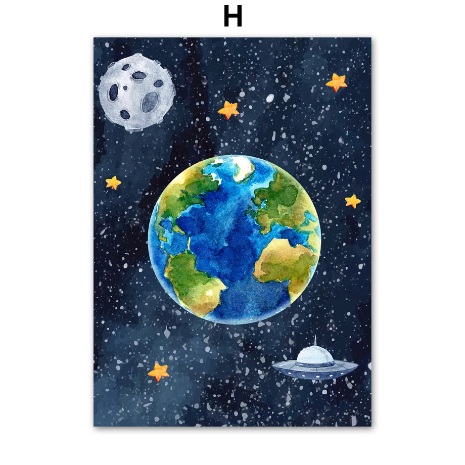 Astronaut Canvas Wall Art – Frameless Spray Painted Oil on Canvas with Fade-Resistant Ink