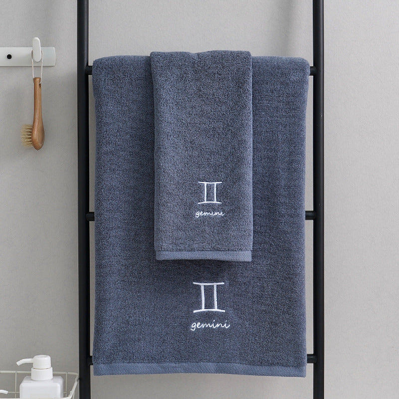 Zodiac Constellation Cotton Towel – Embroidered Astrological Bath/Beach Towel | Pure Cotton | Multiple Signs & Colors