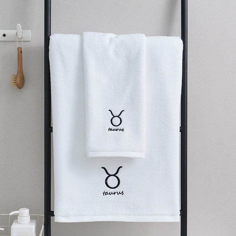 Zodiac Constellation Cotton Towel – Embroidered Astrological Bath/Beach Towel | Pure Cotton | Multiple Signs & Colors