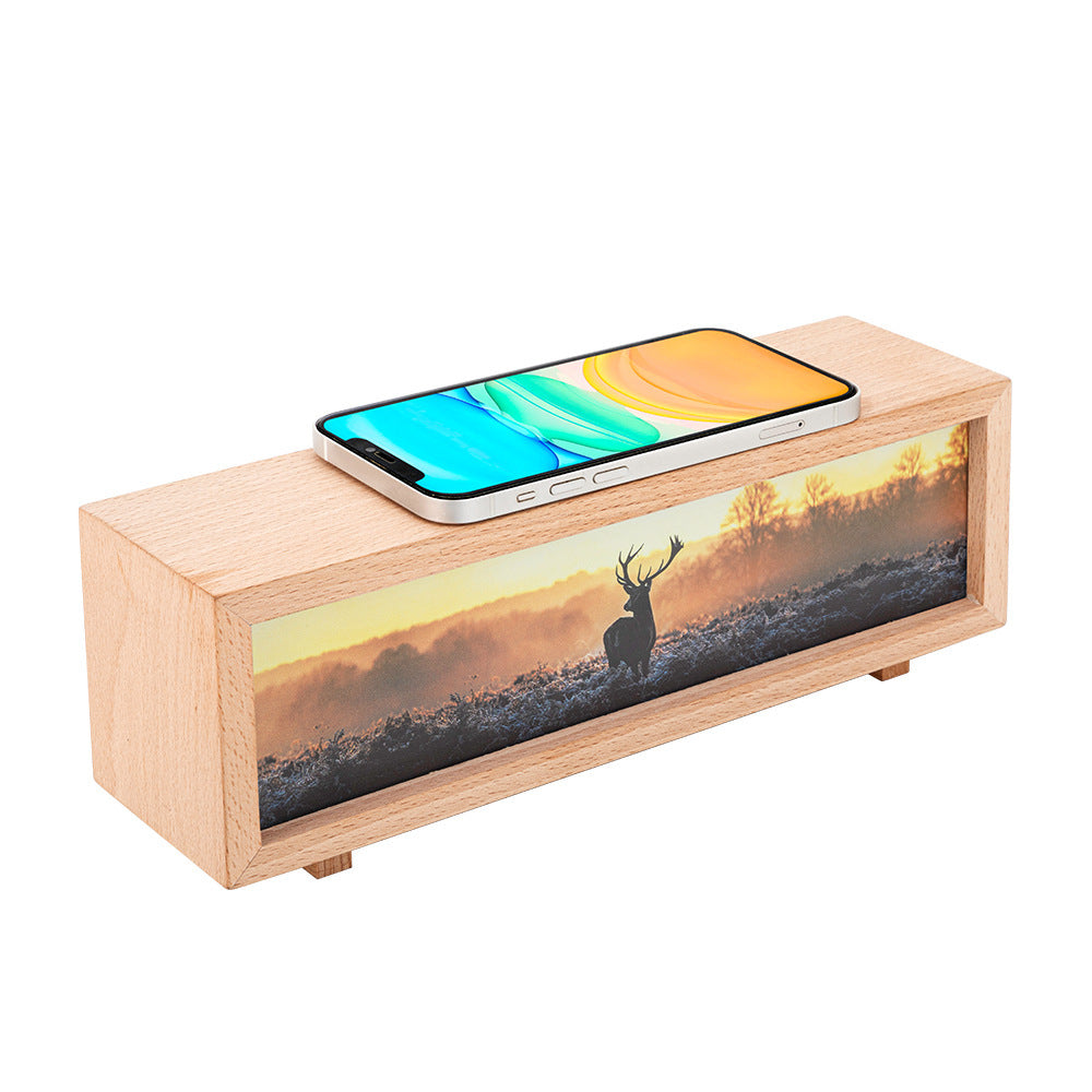 Creative Lighting Painting Small Night Lamp – Wireless Home Décor with Solid Wood & Acrylic, Elk, Sailboat, Ginkgo, Harbor, Christmas Designs