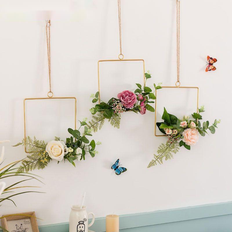 Handcrafted Iron Wall Art with Artificial Flowers – Rustic Floral Wall Hanging for Home Décor