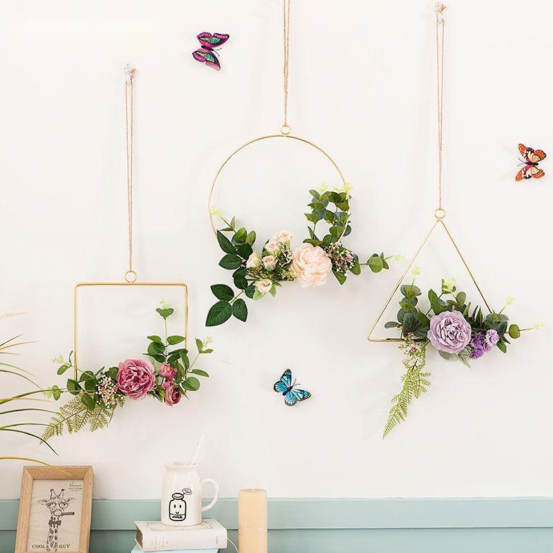 Handcrafted Iron Wall Art with Artificial Flowers – Rustic Floral Wall Hanging for Home Décor