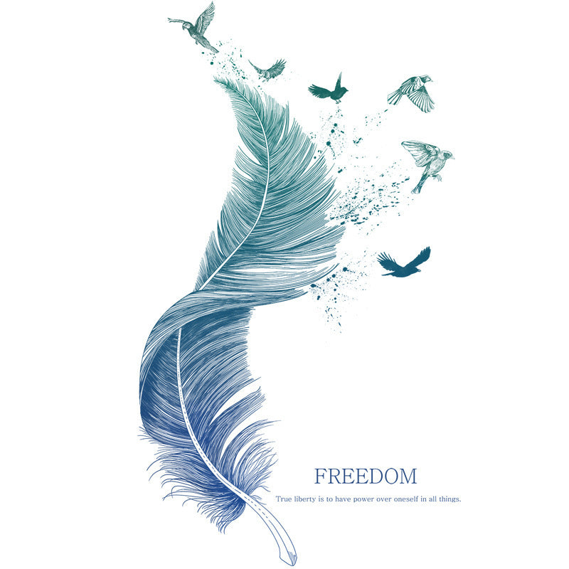 Luxury Feather Bird Wall Sticker – Extra Large Waterproof PVC Wall Decal for Modern Entryway or Bedroom Decoration (123×71cm)