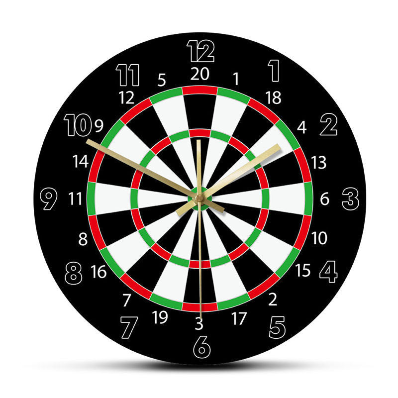Darts Game Wall Clock – Modern 30cm Round Fashion Clock with Sweep Movement, Black PU Frame