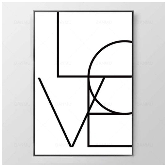 Love Amore Geometric Abstract Canvas Wall Art – Frameless Modern Rectangular Print (Multiple Sizes & Styles)