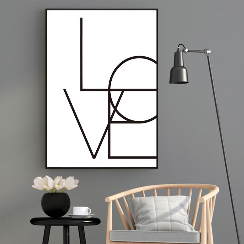 Love Amore Geometric Abstract Canvas Wall Art – Frameless Modern Rectangular Print (Multiple Sizes & Styles)