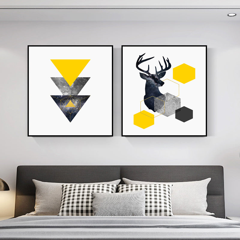 Nordic Abstract Wall Art – Set of 2 Frameless High-Definition Spray Prints on Fabric Film, Waterproof & Moisture-Proof Bedroom Decoration