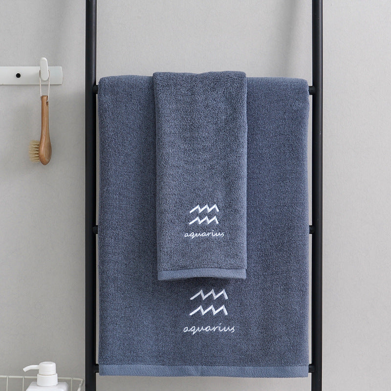 Zodiac Constellation Cotton Towel – Embroidered Astrological Bath/Beach Towel | Pure Cotton | Multiple Signs & Colors