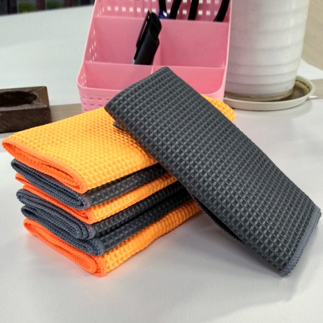Microfiber Car Wash Towel – Wafer Style | 40x40 cm | Ultra-Absorbent, Scratch-Free Cleaning Cloth