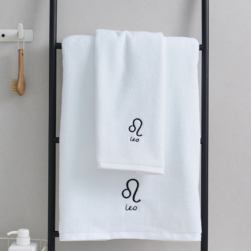 Zodiac Constellation Cotton Towel – Embroidered Astrological Bath/Beach Towel | Pure Cotton | Multiple Signs & Colors