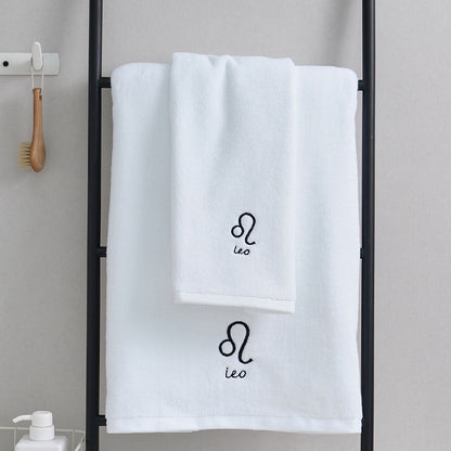 Zodiac Constellation Cotton Towel – Embroidered Astrological Bath/Beach Towel | Pure Cotton | Multiple Signs & Colors