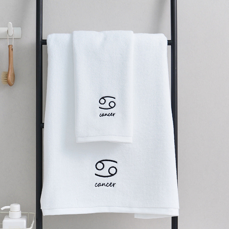 Zodiac Constellation Cotton Towel – Embroidered Astrological Bath/Beach Towel | Pure Cotton | Multiple Signs & Colors