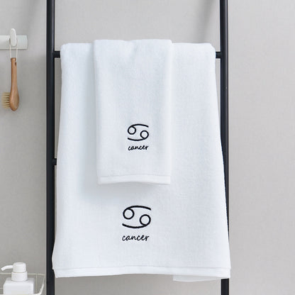 Zodiac Constellation Cotton Towel – Embroidered Astrological Bath/Beach Towel | Pure Cotton | Multiple Signs & Colors