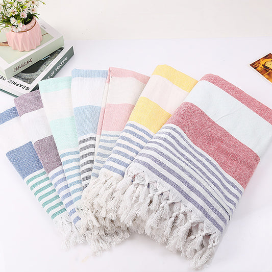 Turkish Cotton Striped Beach Towel – 100x180 cm | 60% Cotton & 40% Polyester | Durable & Lightweight