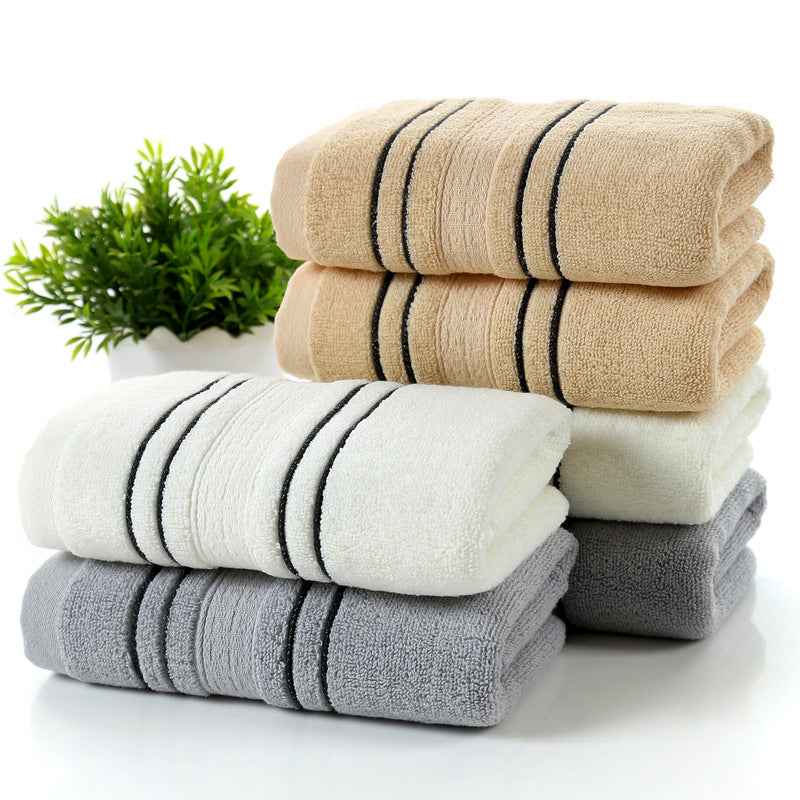 Household Pure Cotton Towel Set – 100% Cotton | Skin-Friendly Yarn-Dyed Fabric | 3-Piece Set