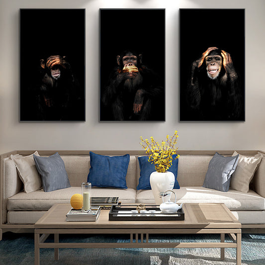 Abstract Monkey Canvas Wall Art – Modern Spray Painted Frameless Decorative Painting