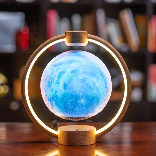 K1-Round Moon Bluetooth Speaker – 6D Surround Sound, Floating Moon Design with Colorful LED Lights & Remote Control
