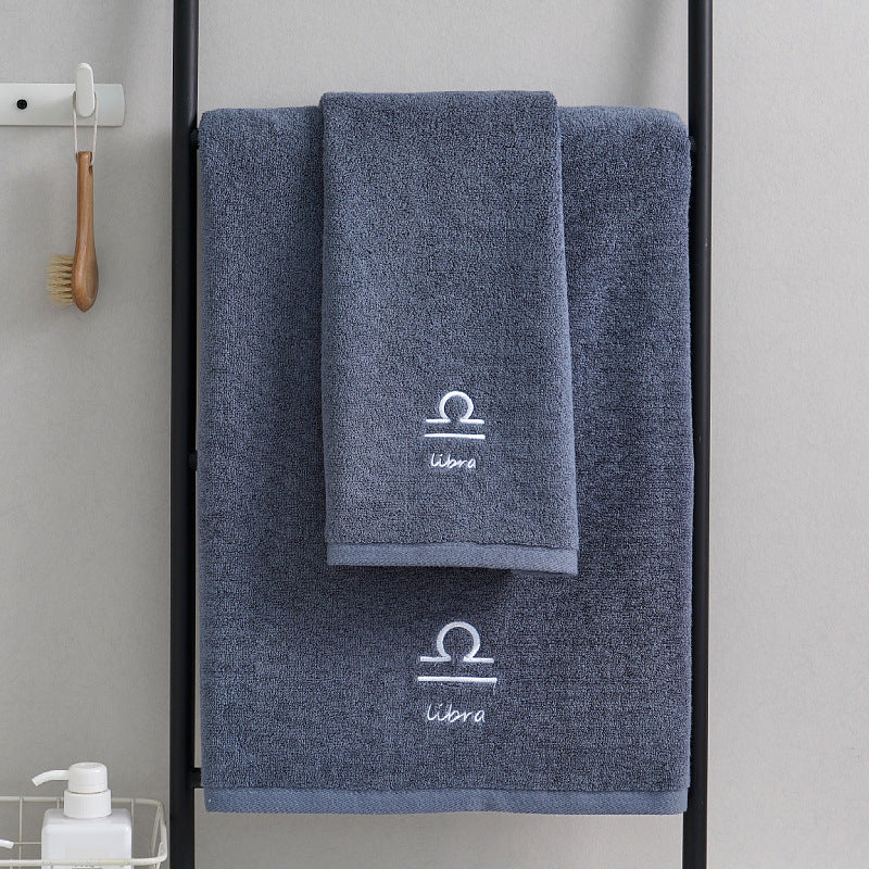 Zodiac Constellation Cotton Towel – Embroidered Astrological Bath/Beach Towel | Pure Cotton | Multiple Signs & Colors