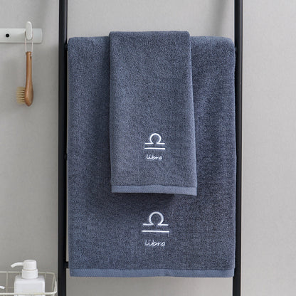 Zodiac Constellation Cotton Towel – Embroidered Astrological Bath/Beach Towel | Pure Cotton | Multiple Signs & Colors