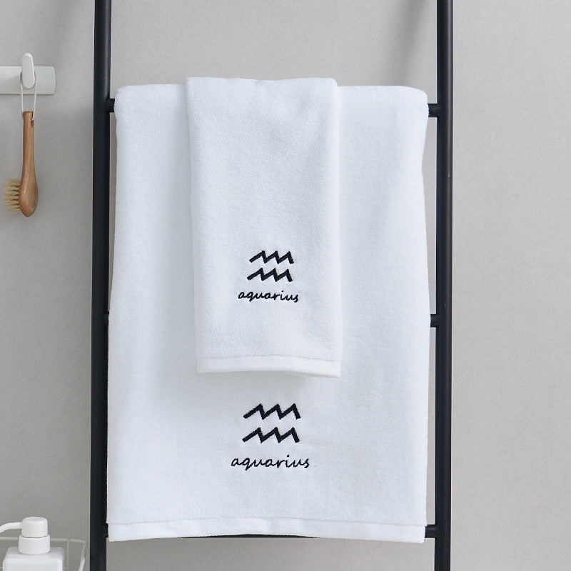 Zodiac Constellation Cotton Towel – Embroidered Astrological Bath/Beach Towel | Pure Cotton | Multiple Signs & Colors