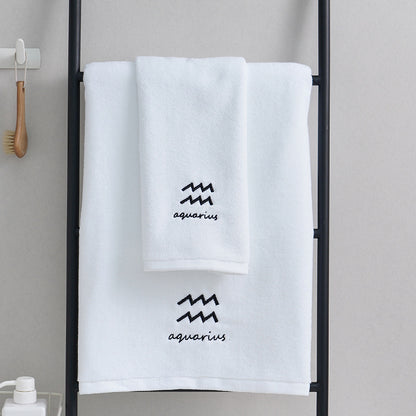 Zodiac Constellation Cotton Towel – Embroidered Astrological Bath/Beach Towel | Pure Cotton | Multiple Signs & Colors