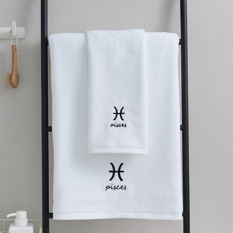 Zodiac Constellation Cotton Towel – Embroidered Astrological Bath/Beach Towel | Pure Cotton | Multiple Signs & Colors