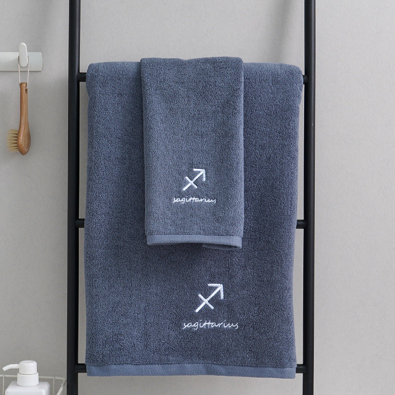 Zodiac Constellation Cotton Towel – Embroidered Astrological Bath/Beach Towel | Pure Cotton | Multiple Signs & Colors