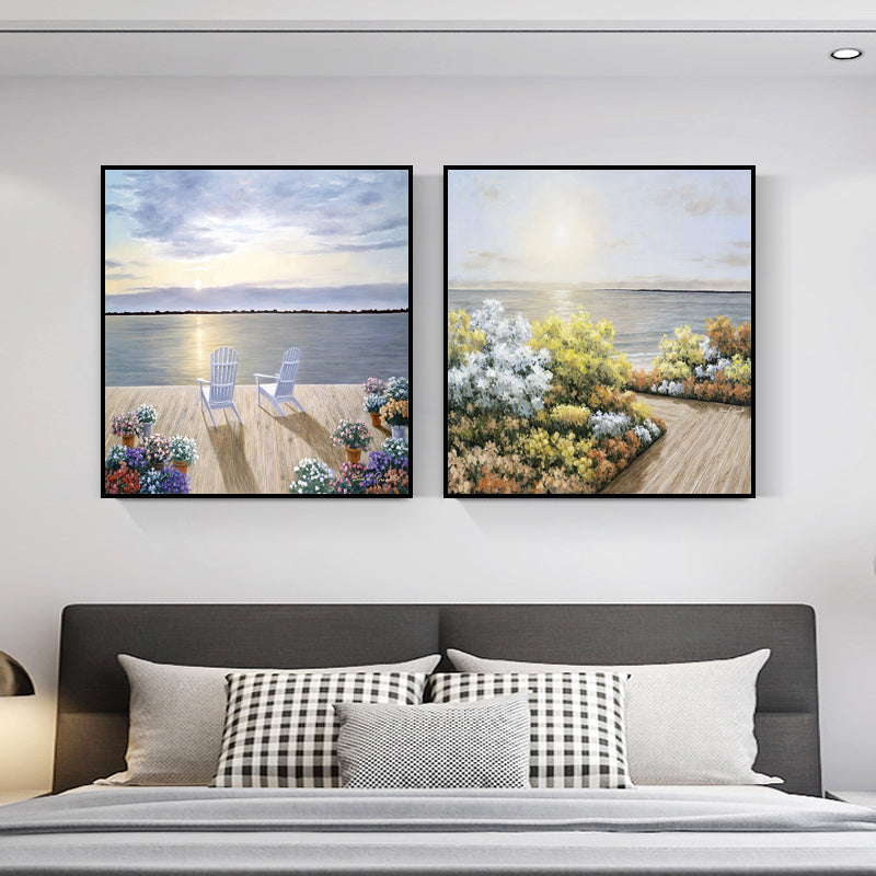Nordic Abstract Wall Art – Set of 2 Frameless High-Definition Spray Prints on Fabric Film, Waterproof & Moisture-Proof Bedroom Decoration