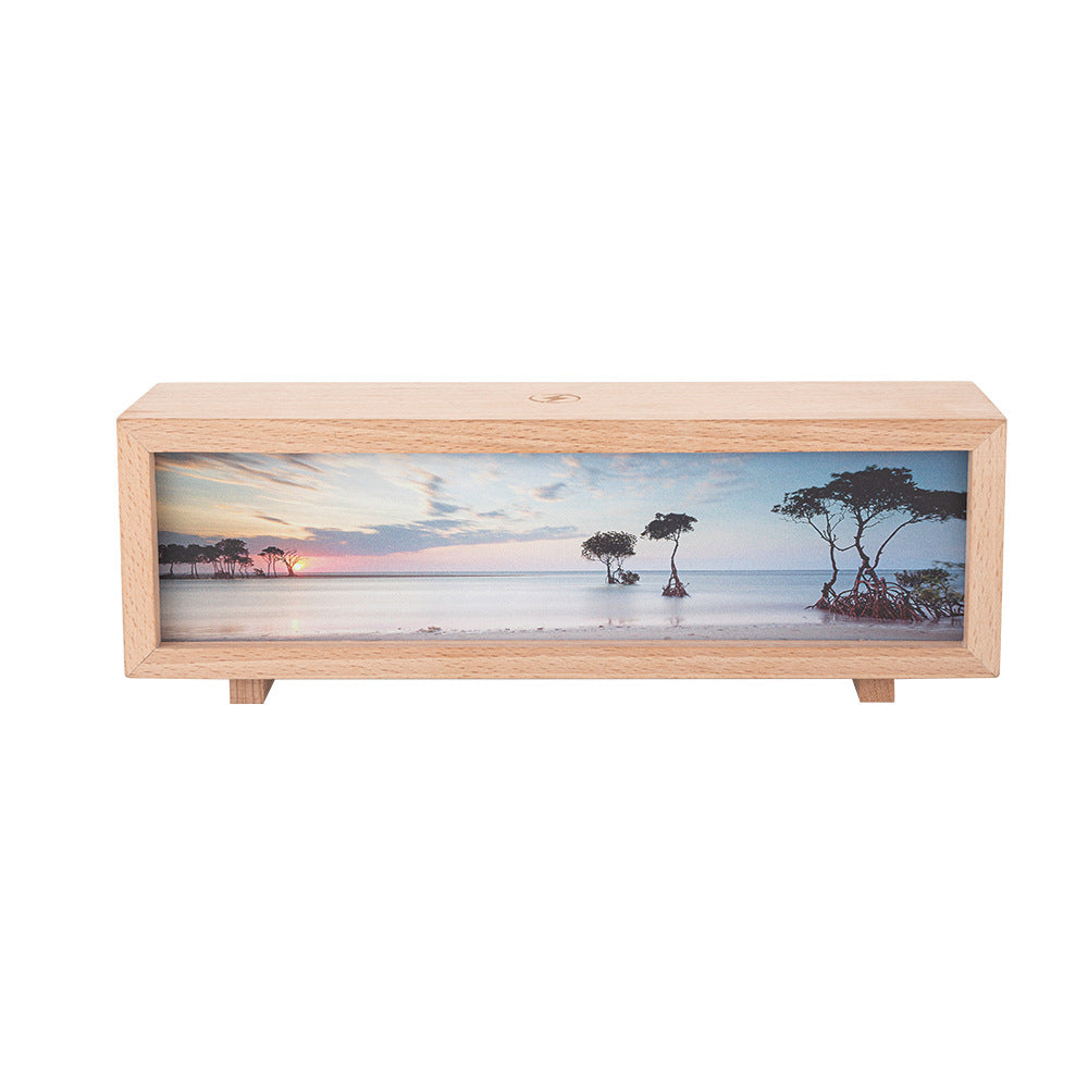 Creative Lighting Painting Small Night Lamp – Wireless Home Décor with Solid Wood & Acrylic, Elk, Sailboat, Ginkgo, Harbor, Christmas Designs