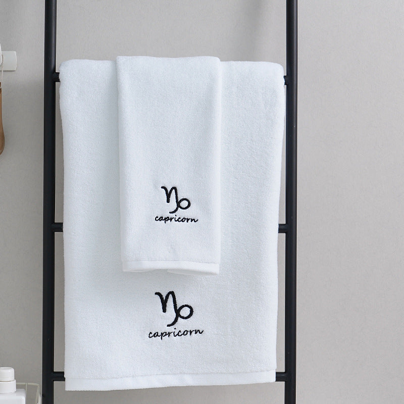 Zodiac Constellation Cotton Towel – Embroidered Astrological Bath/Beach Towel | Pure Cotton | Multiple Signs & Colors