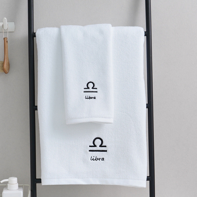 Zodiac Constellation Cotton Towel – Embroidered Astrological Bath/Beach Towel | Pure Cotton | Multiple Signs & Colors