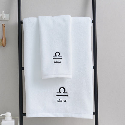 Zodiac Constellation Cotton Towel – Embroidered Astrological Bath/Beach Towel | Pure Cotton | Multiple Signs & Colors