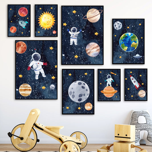 Astronaut Canvas Wall Art – Frameless Spray Painted Oil on Canvas with Fade-Resistant Ink