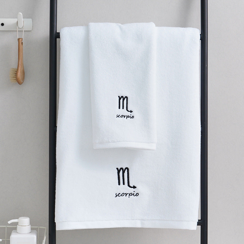 Zodiac Constellation Cotton Towel – Embroidered Astrological Bath/Beach Towel | Pure Cotton | Multiple Signs & Colors