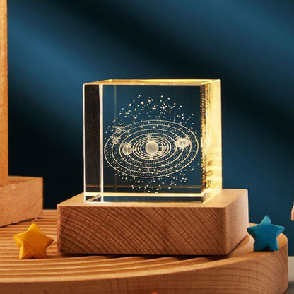 3D Crystal Cube Night Light – Warm Light Glass Lamp with Saturn, Moon, Nebula & More – Small Desktop Night Lamp for Bedroom, Kids, Gifts, and Party Decor (40mm/60mm)