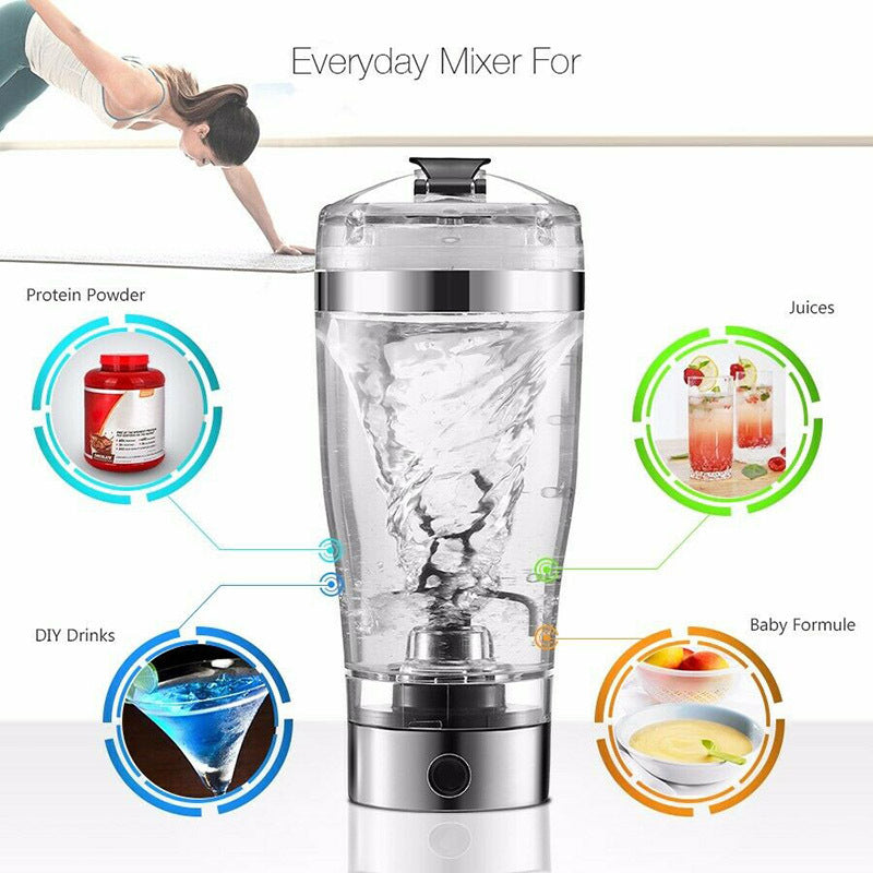 Electric Protein Shake Stirrer & USB Rechargeable Shaker Bottle – Milk, Coffee, and Fitness Blender Cup for Smooth Blends