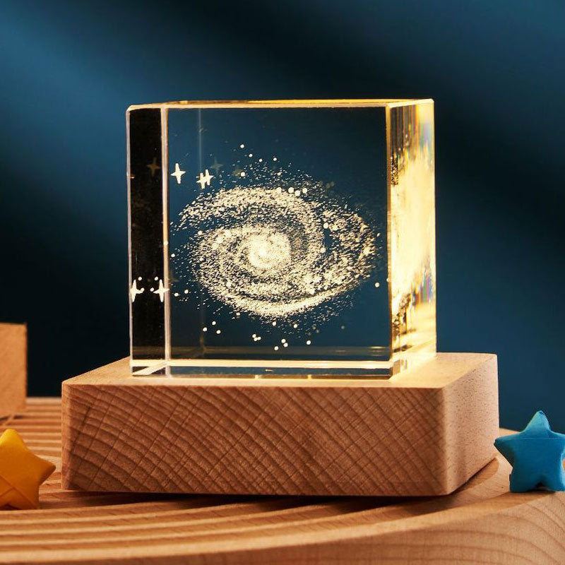3D Crystal Cube Night Light – Warm Light Glass Lamp with Saturn, Moon, Nebula & More – Small Desktop Night Lamp for Bedroom, Kids, Gifts, and Party Decor (40mm/60mm)