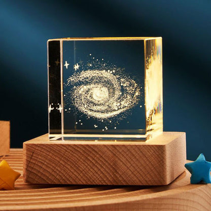 3D Crystal Cube Night Light – Warm Light Glass Lamp with Saturn, Moon, Nebula & More – Small Desktop Night Lamp for Bedroom, Kids, Gifts, and Party Decor (40mm/60mm)