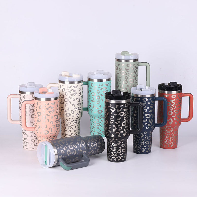 40 Oz Spill Proof Stainless Steel Insulated Tumbler With Handle Straw