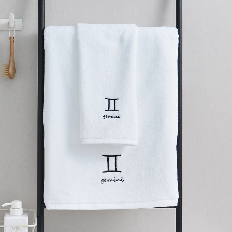 Zodiac Constellation Cotton Towel – Embroidered Astrological Bath/Beach Towel | Pure Cotton | Multiple Signs & Colors