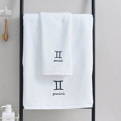 Zodiac Constellation Cotton Towel – Embroidered Astrological Bath/Beach Towel | Pure Cotton | Multiple Signs & Colors