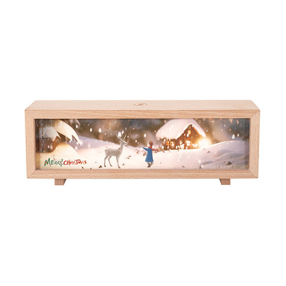 Creative Lighting Painting Small Night Lamp – Wireless Home Décor with Solid Wood & Acrylic, Elk, Sailboat, Ginkgo, Harbor, Christmas Designs