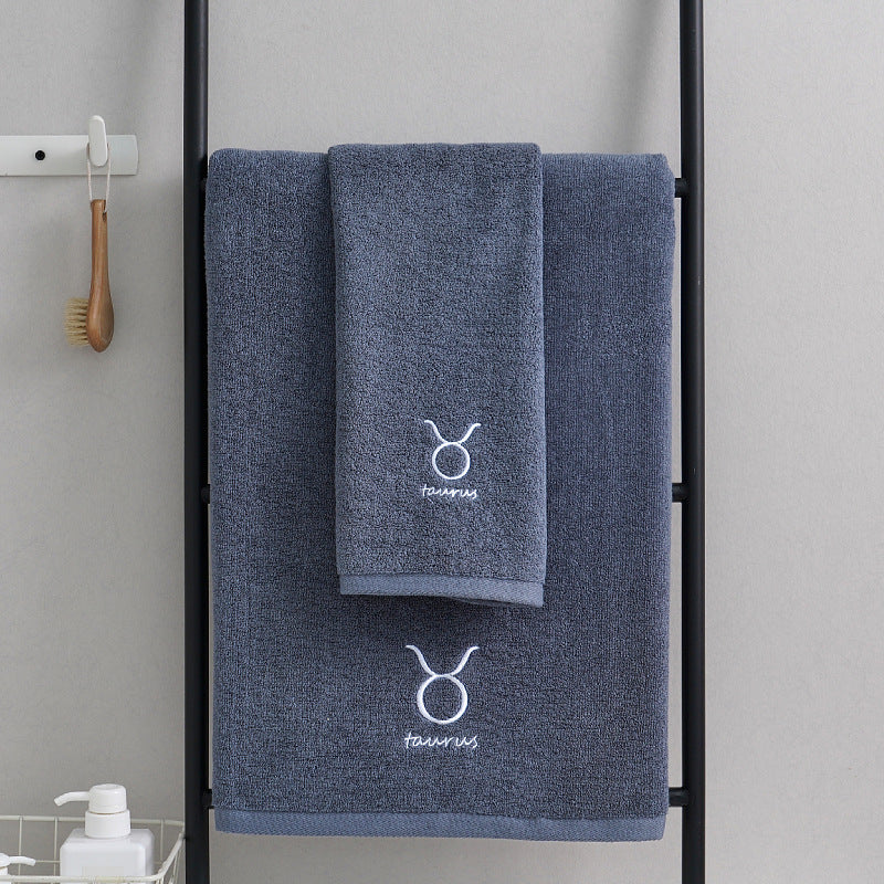 Zodiac Constellation Cotton Towel – Embroidered Astrological Bath/Beach Towel | Pure Cotton | Multiple Signs & Colors