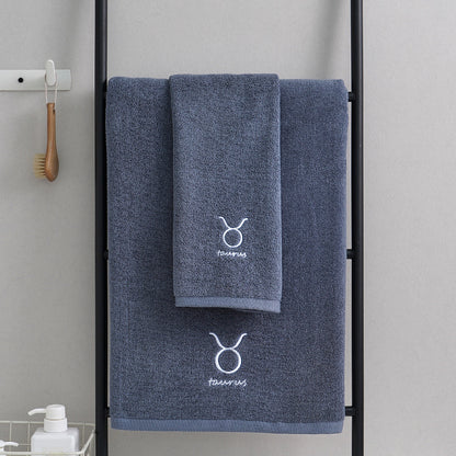 Zodiac Constellation Cotton Towel – Embroidered Astrological Bath/Beach Towel | Pure Cotton | Multiple Signs & Colors